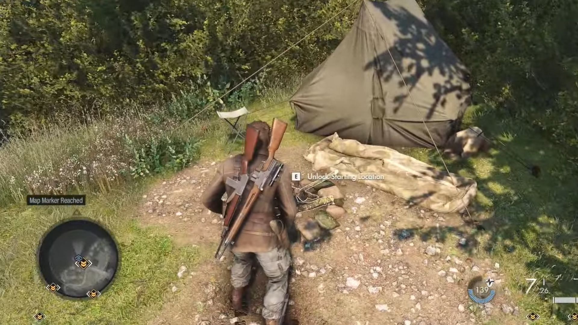 The Dam Lookout is a campfire in Sniper Elite Resistance (Image via Rebellion Developments//YouTube/BrutalBarracuda)