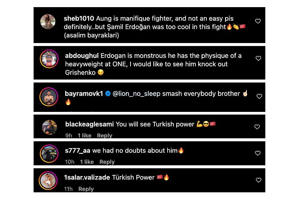 Screenshot of fans&#039; comments. [ONE Championship/Instagram]