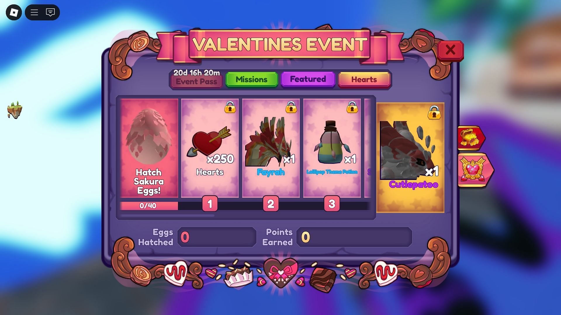 The Valentine&#039;s Event Pass (Image via Roblox)