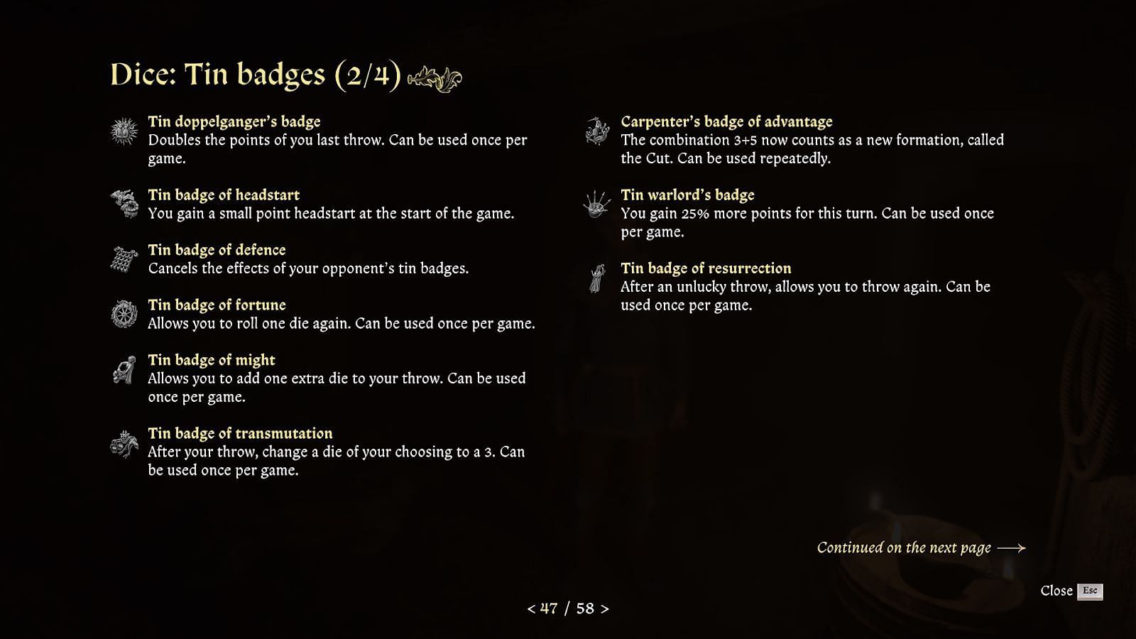 There are nine different badges available in the game of dice in Kingdom Come Deliverance 2 (Image via Deep Silver)