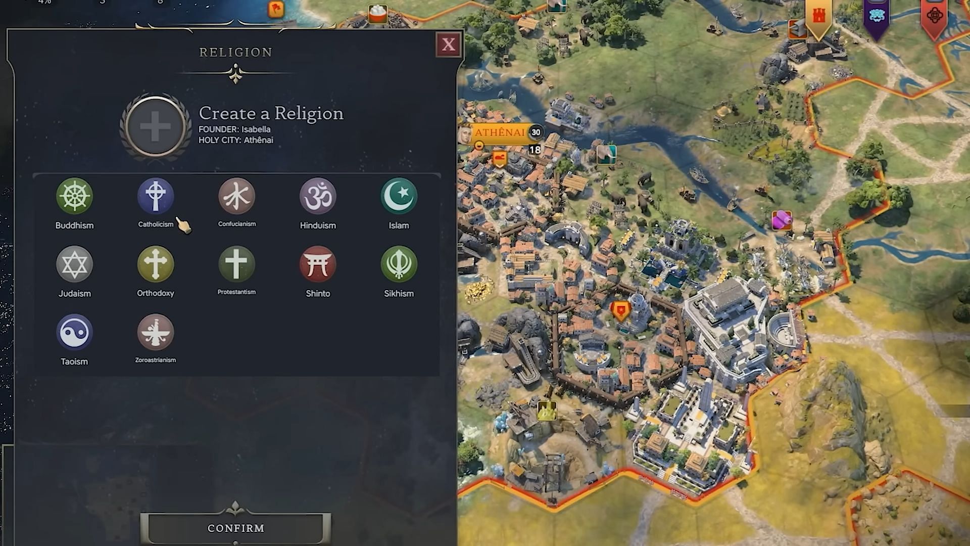 There are a good amount of religions you can choose from in Civilization 7 (Image via 2K || YouTube/@JumboPixel)