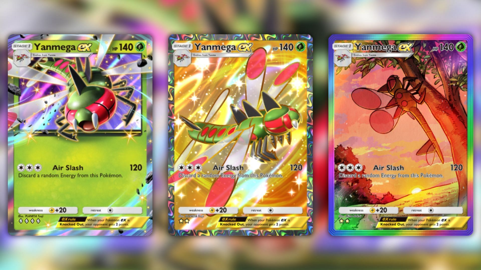 All Yanmega ex variants as seen in the game (Image via The Pokemon Company)