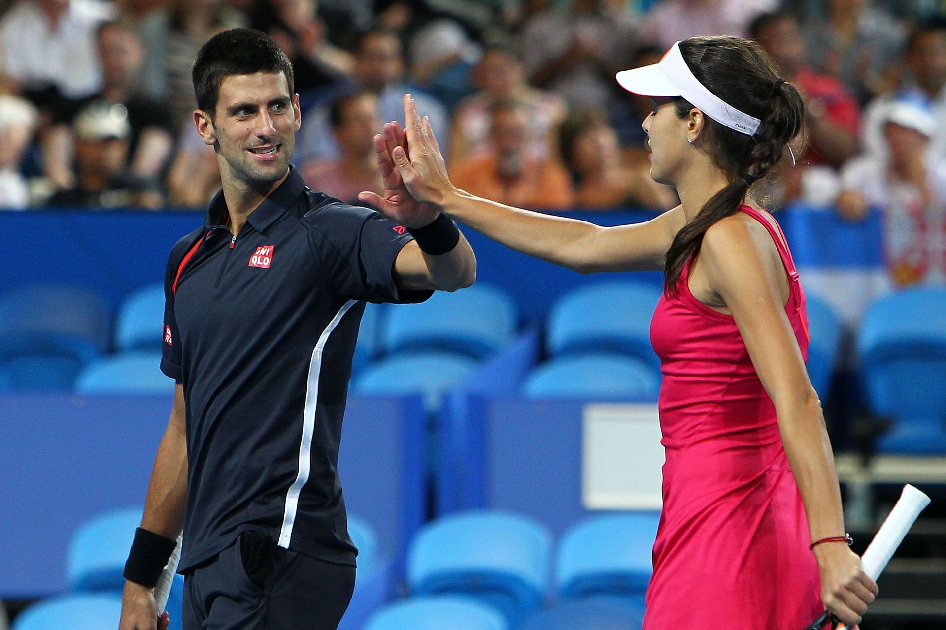 Ana Ivanovic and Novak Djokovic at the Hopman Cup - Source: Getty