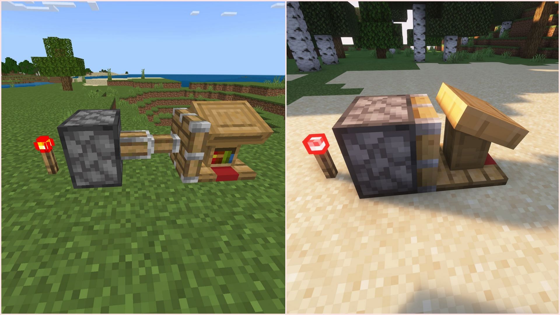 Some blocks can be pushed in Bedrock Edition but not in Java Edition (Image via Sportskeeda Gaming/Mojang)