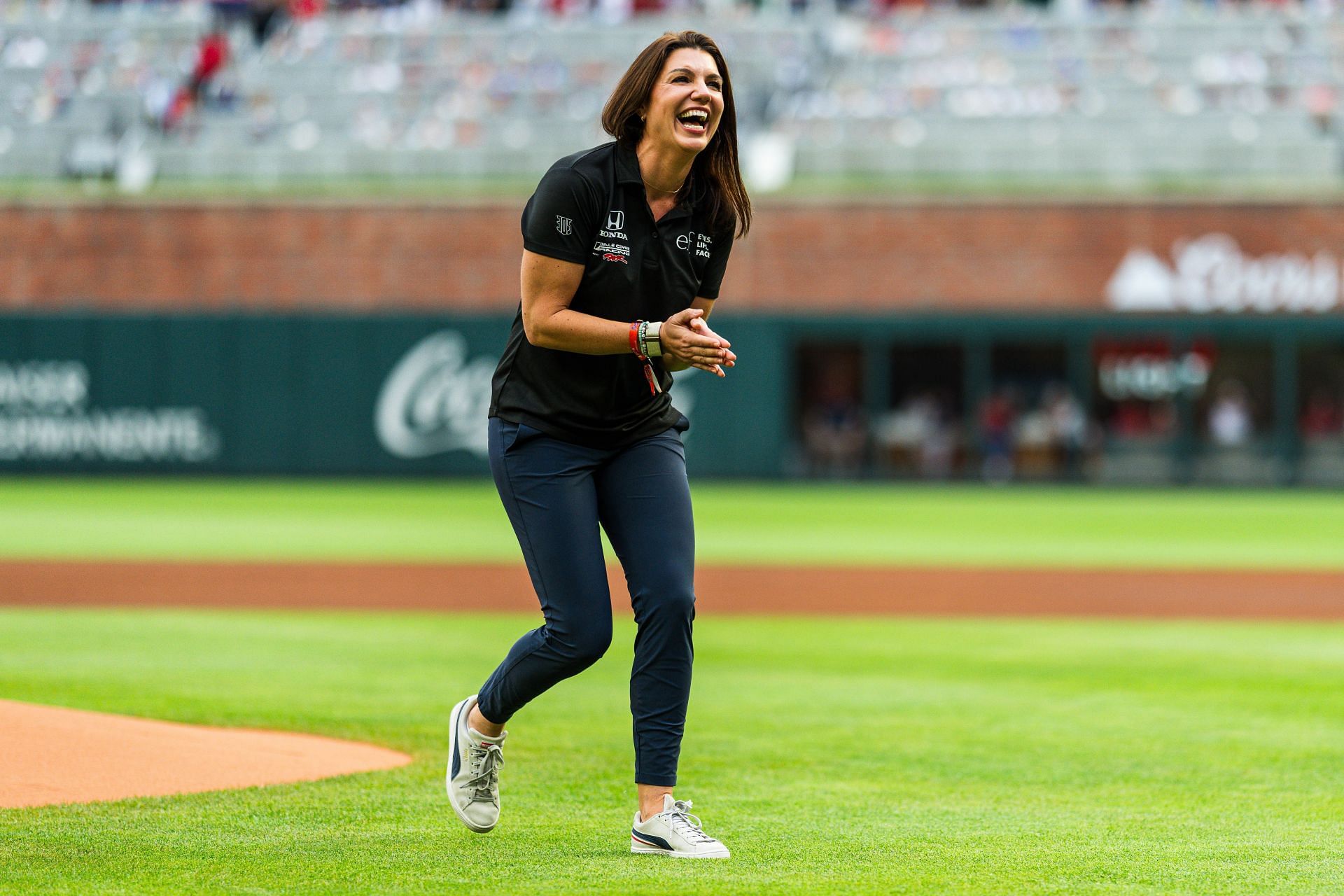 Katherine Legge at the Cleveland Guardians v Atlanta Braves game - Source: Getty