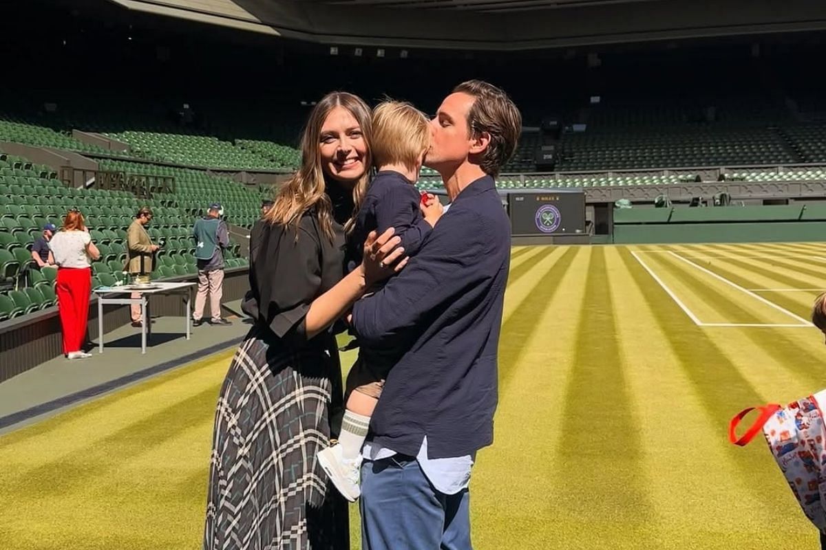 Maria Sharapova, his fiance, Alexander gikes and their son, Theodore - Source: Getty