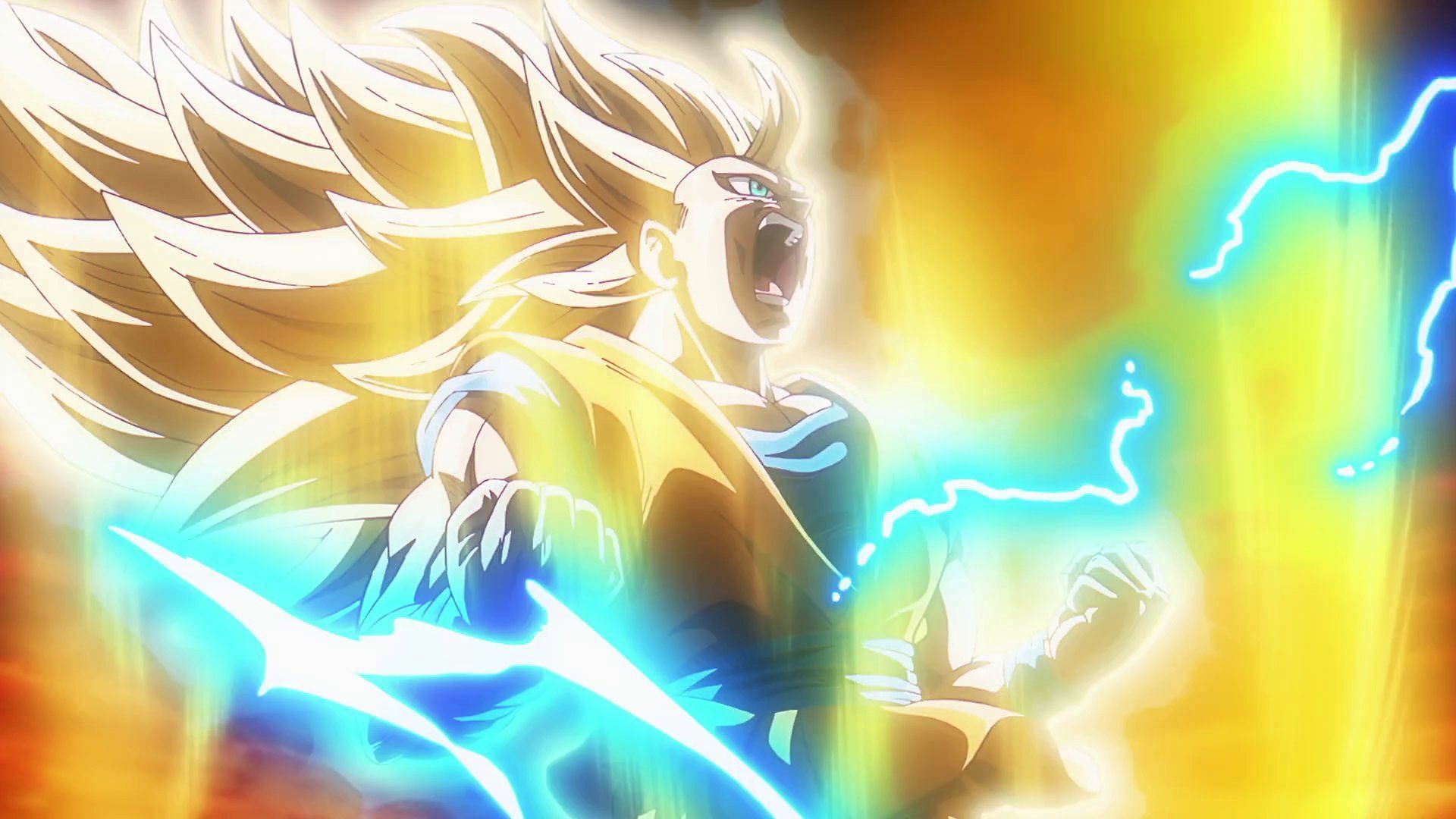 Adult Super Saiyan 3 Goku powering up (Image via Toei Animation).