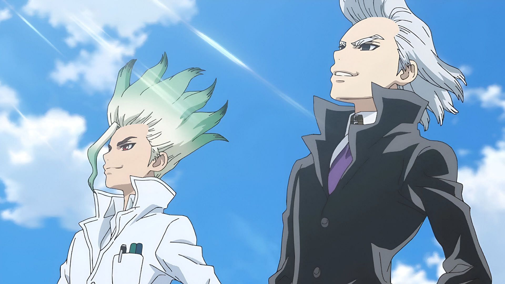 Senku as seen in the anime (Image via TMS Entertainment)