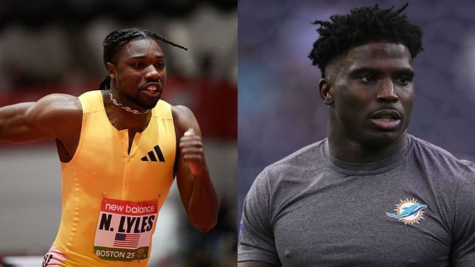 "Tyreek Hill could never be me"- Noah Lyles reignites rivalry with Dolphins WR with finishing line gesture after season opener victory