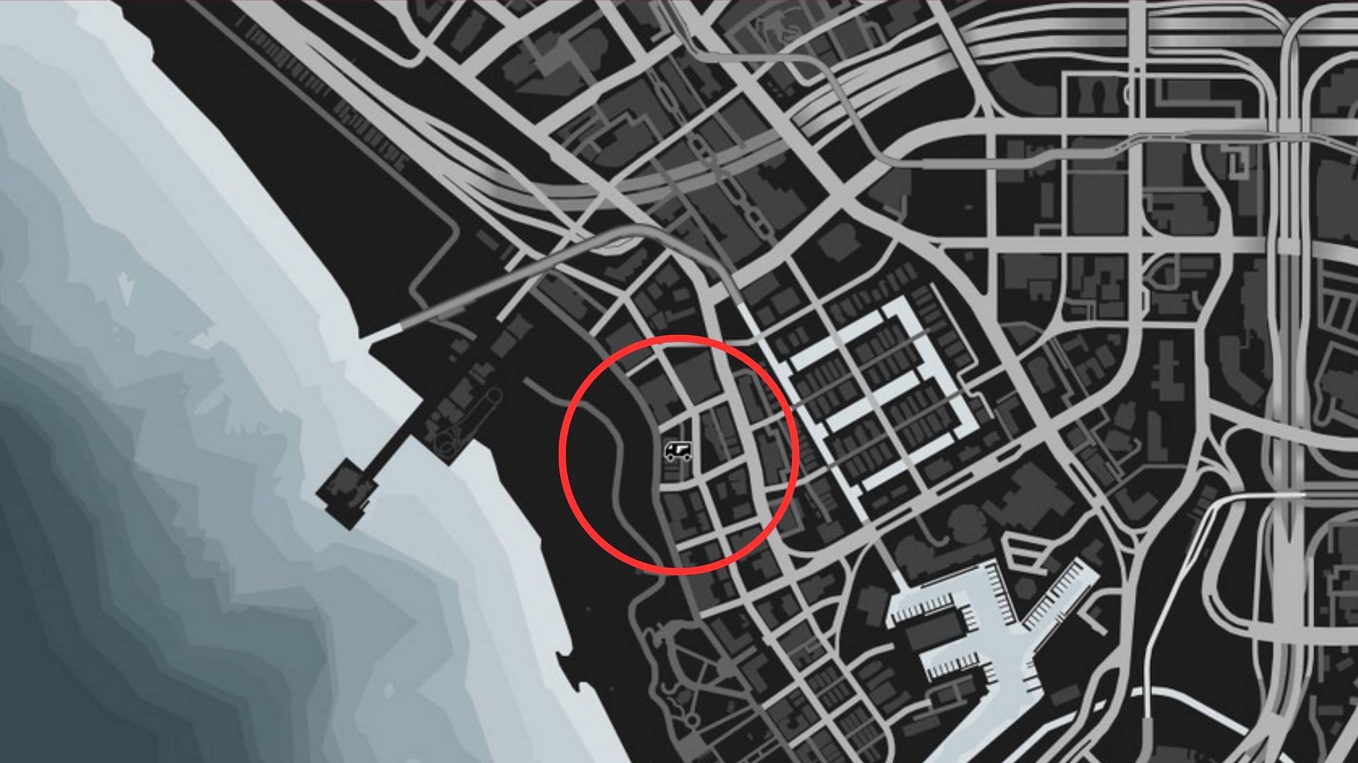 The exact coordinates of the GTA Online Gun Van Location Today (Image via Rockstar Games)