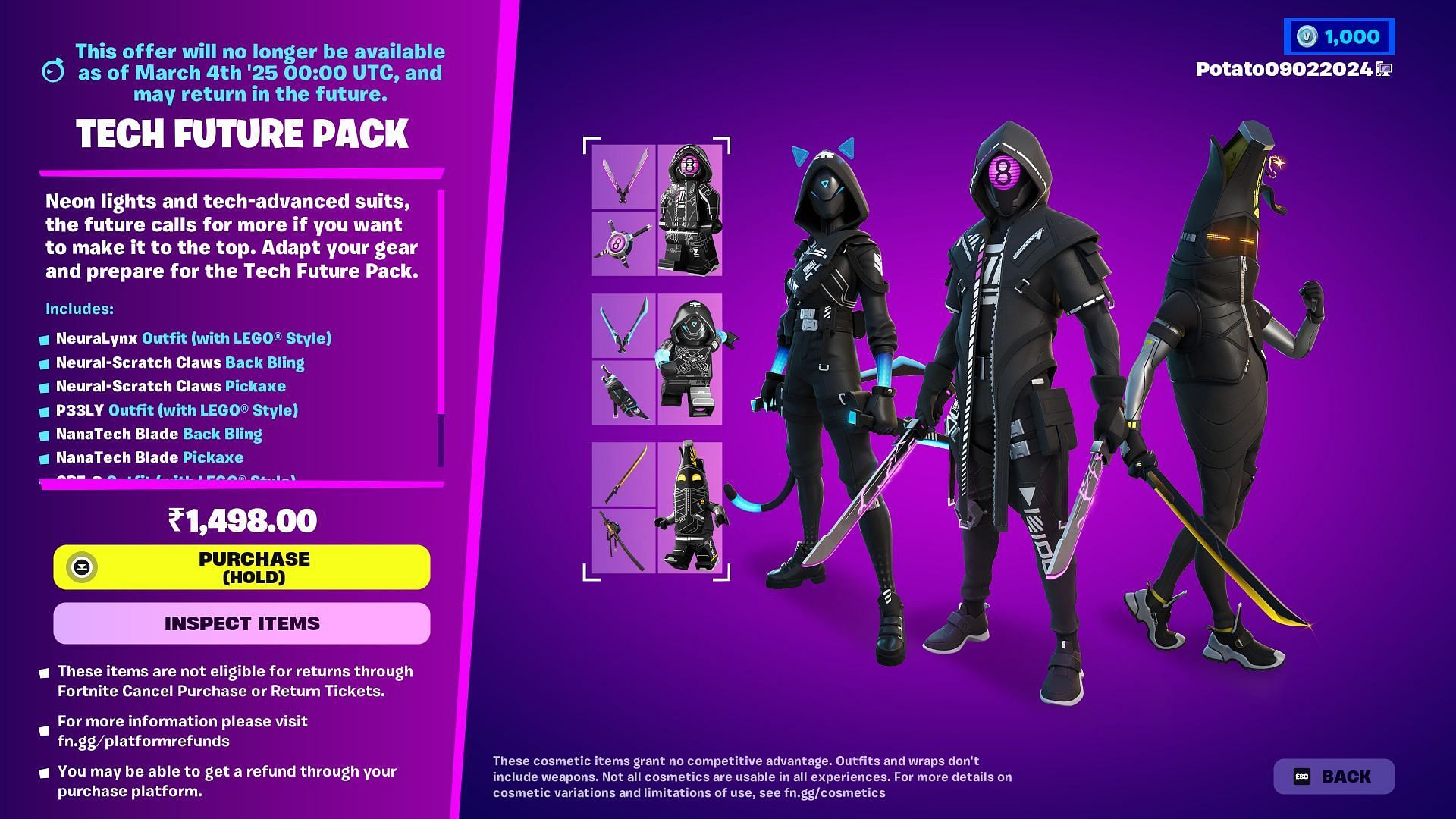 Tech Future Pack will remain listed until March 4, 2025 (Image via Epic Games)