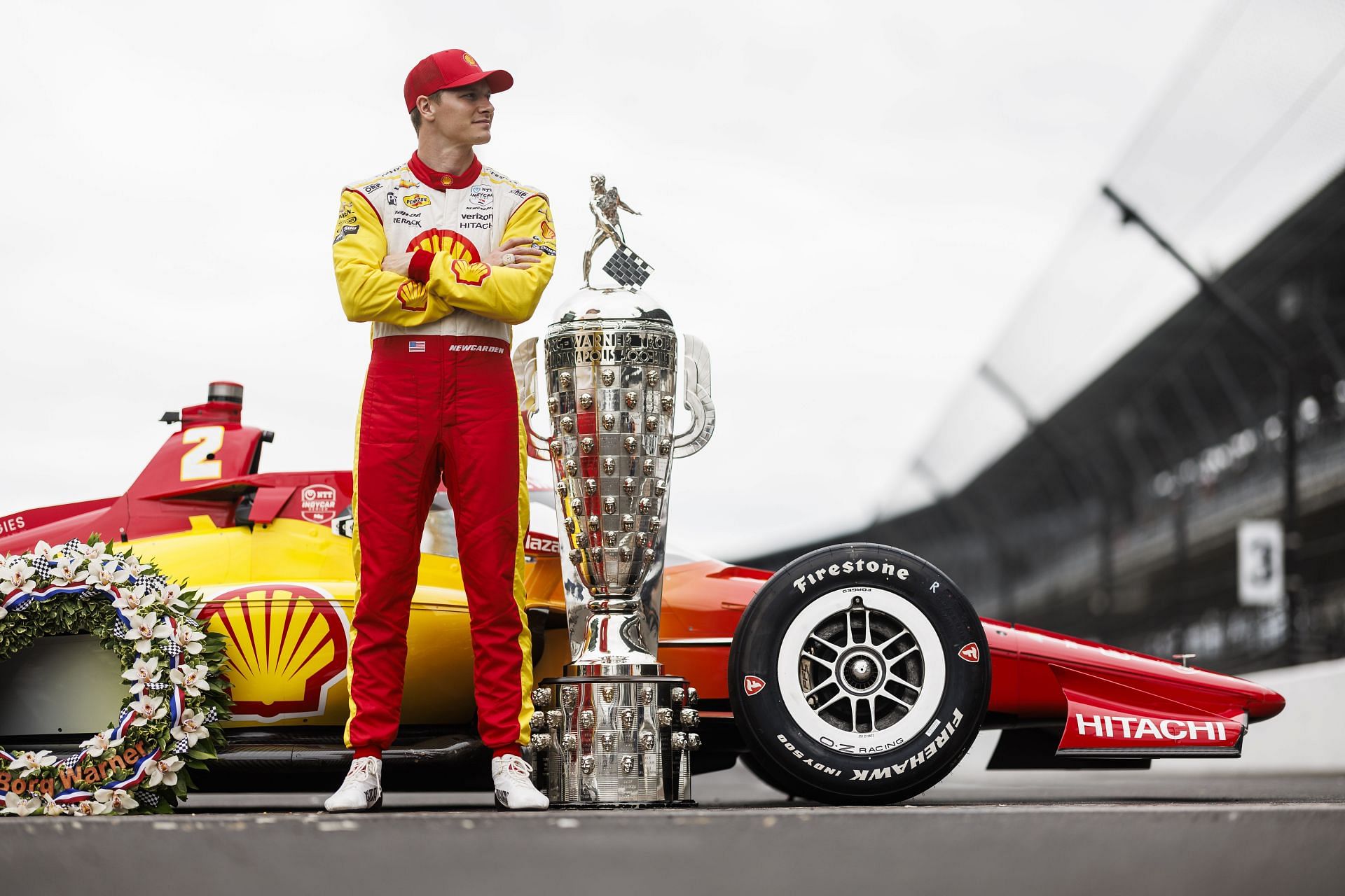 Josef Newgarden poses for a photo during the 108th Indianapolis 500 champion&#039;s portraits at Indianapolis Motor Speedway - Source: Getty