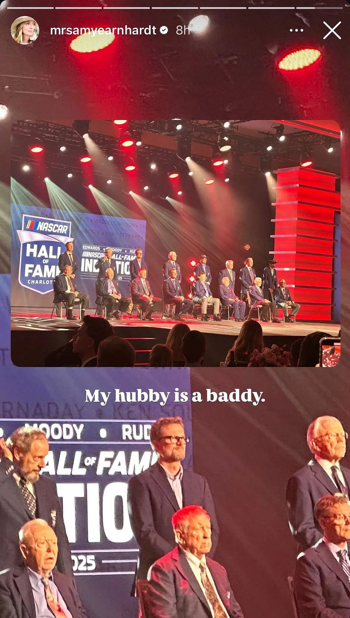 Amy Earnhardt&#039;s picture of Dale Earnhardt Jr. at the NASCAR Hall of Fame ceremony - Source: via @mrsamyearnhardt on Instagram