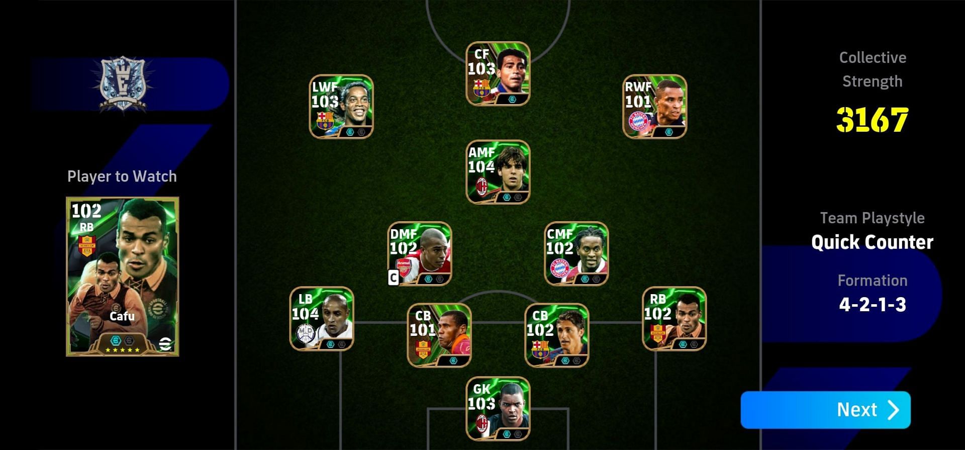 The Brazilian LEGENDS Team in eFootball 2025 (Image via Konami)