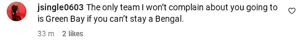 Bengals fan will only accept a Tee Higgins exit with the Packers