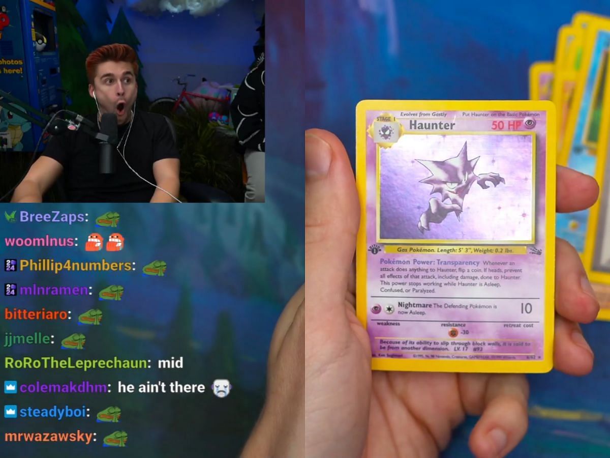 Ludwig packs a Haunter card, which could go up to $600 (Image via Twitch/Ludwig)