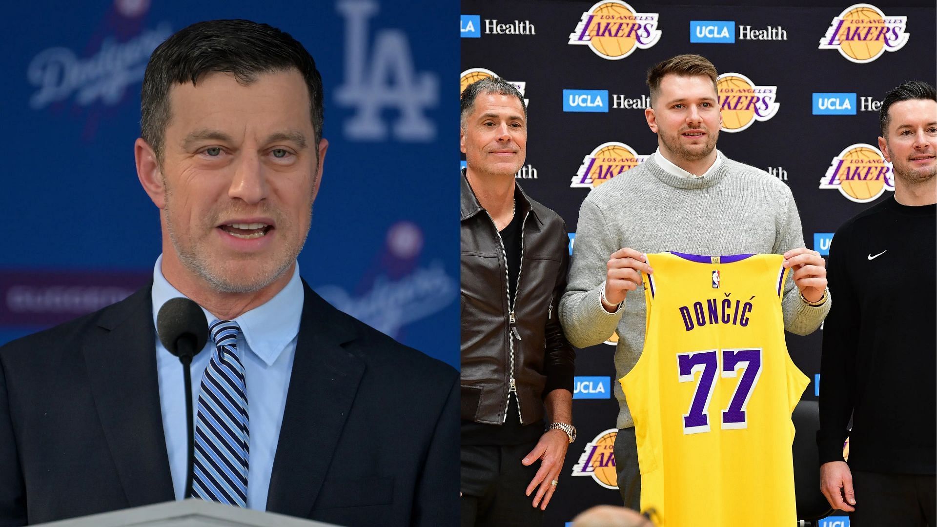 MLB insider makes joke about Dodgers president Andrew Friedman helping the Lakers land Luka Doncic (Photo Source: IMAGN)