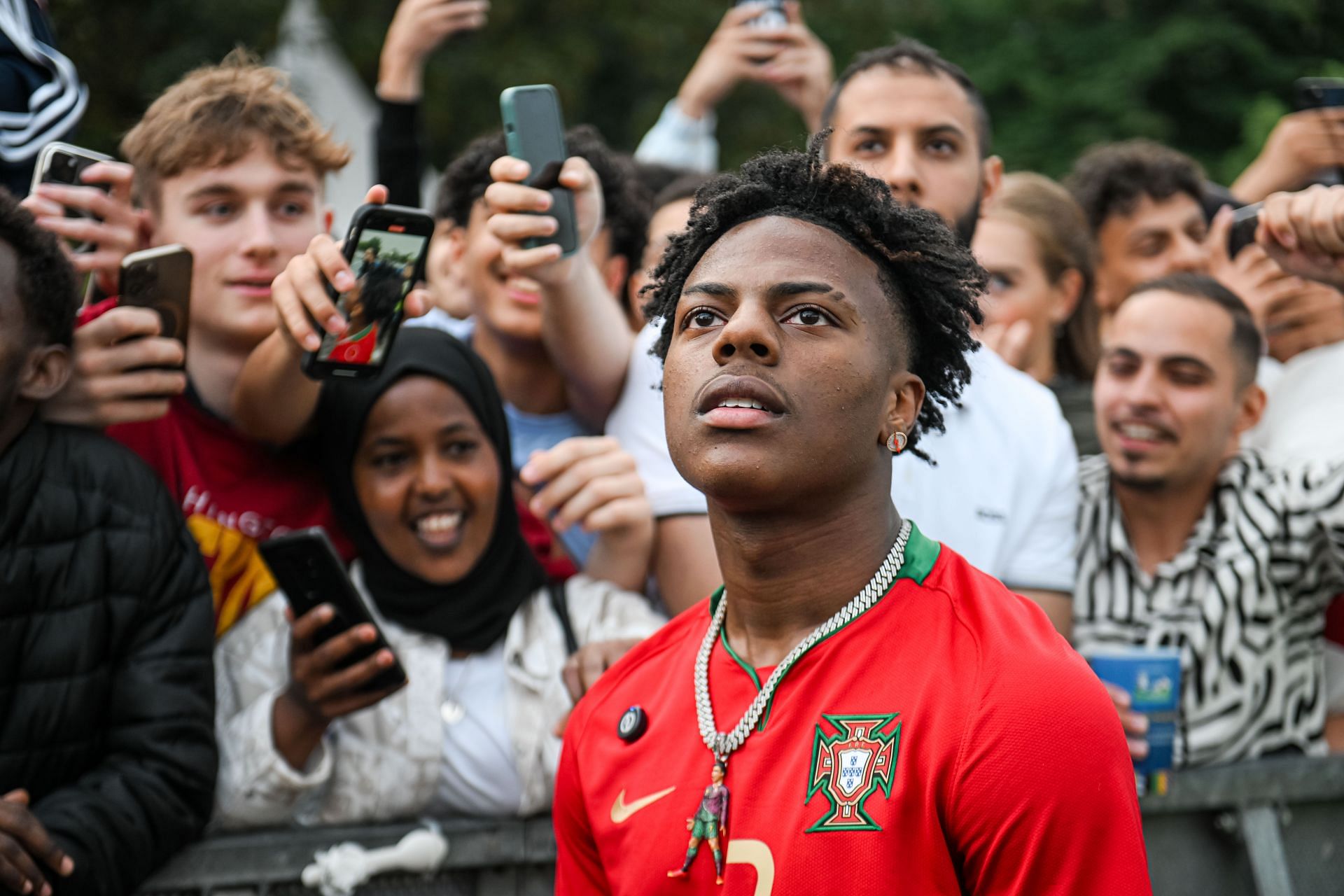 IshowSpeed interacts with fans at the Fan Zone in Frankfurt - Portugal v Slovenia: Round of 16 - UEFA EURO 2024 - Source: Getty