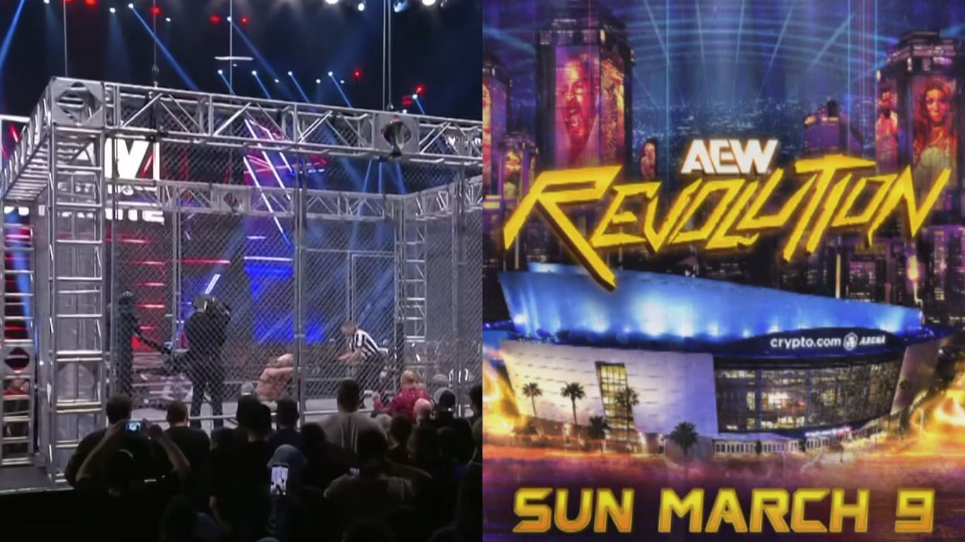 A steel cage match set to take place at AEW Revolution 2025 [image source: AEW IG &amp; YouTube]