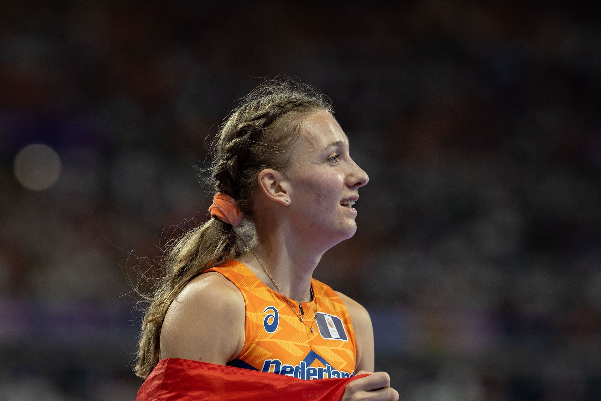 In Picture: Femke Bol posing with the Dutch flag at the Olympic Games Paris 2024: Day 13 - (Source: Getty)