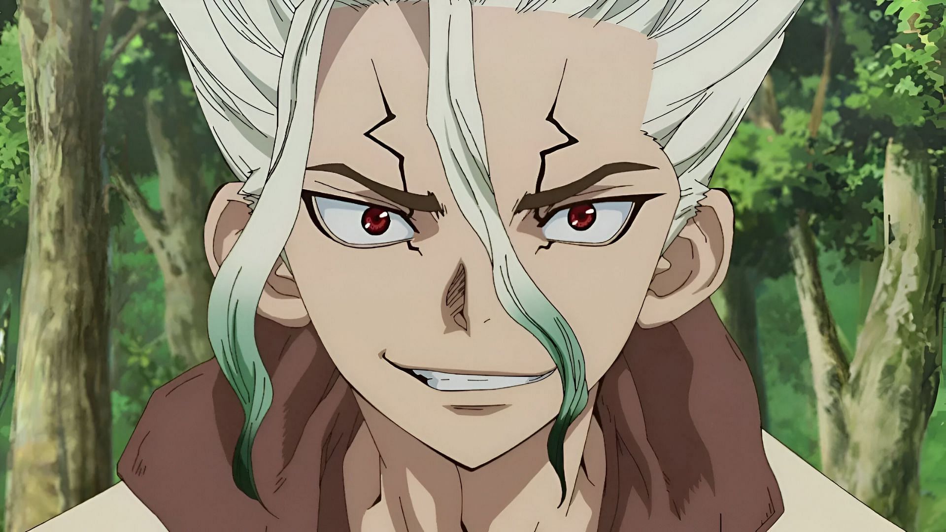 One of the anime characters with scars, Senku Ishigami (Image via TMS Entertainment)