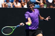 Berrettini plays a forehand in the 2025 Australian Open - Day 3 - Source: Getty