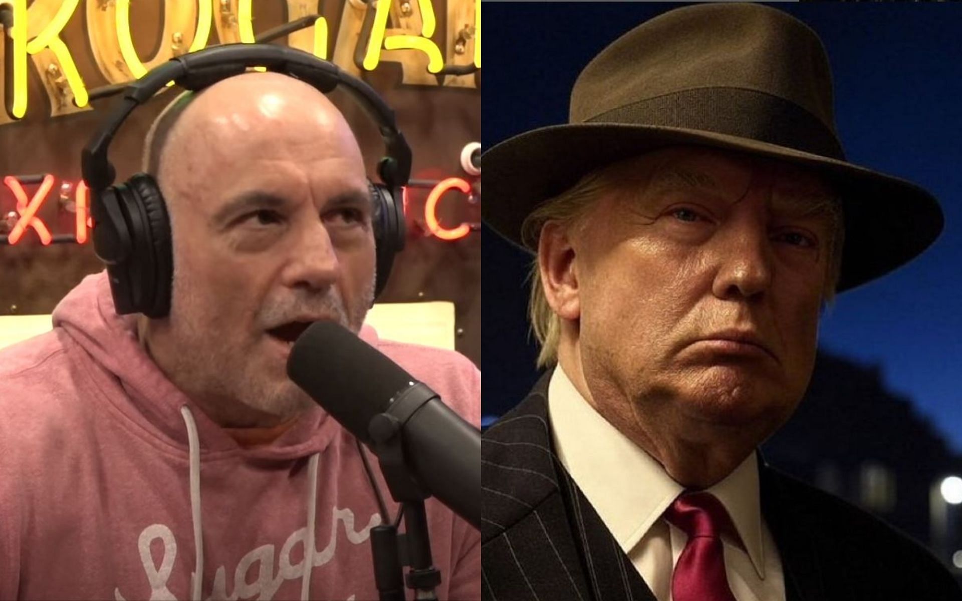 Joe Rogan (left) talks about Donald Trump