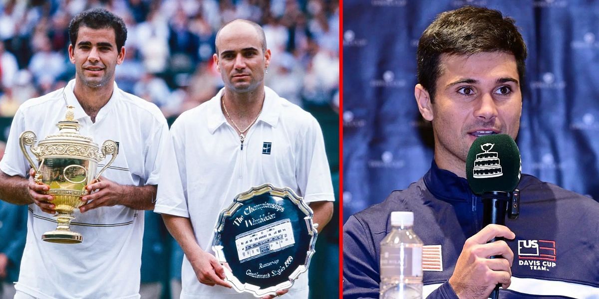 Pete Sampras &amp; Andre Agassi (L) Marcos Giron (R) |Getty