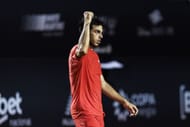 Francisco Cerundolo of Argentina celebrates after winning his match at the Claro ATP 500 Rio Open 2025 - Source: Getty