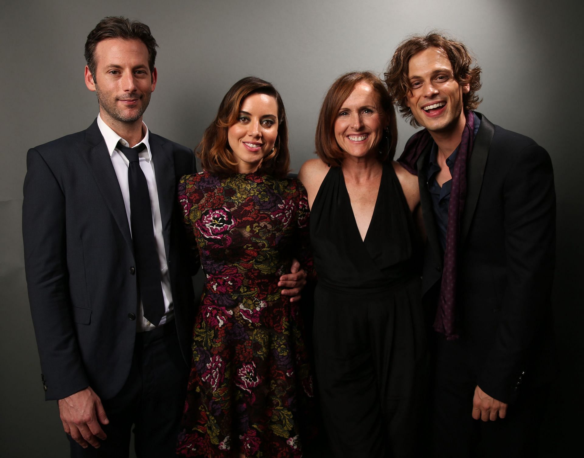  (L-R) Writer/director Jeff Baena and actors Aubrey Plaza, Molly Shannon and Matthew Gray Gubler pose for a portrait during Sundance NEXT FEST at The Theatre at Ace Hotel on August 8, 2014 in Los Angeles, California. (Image via Getty)