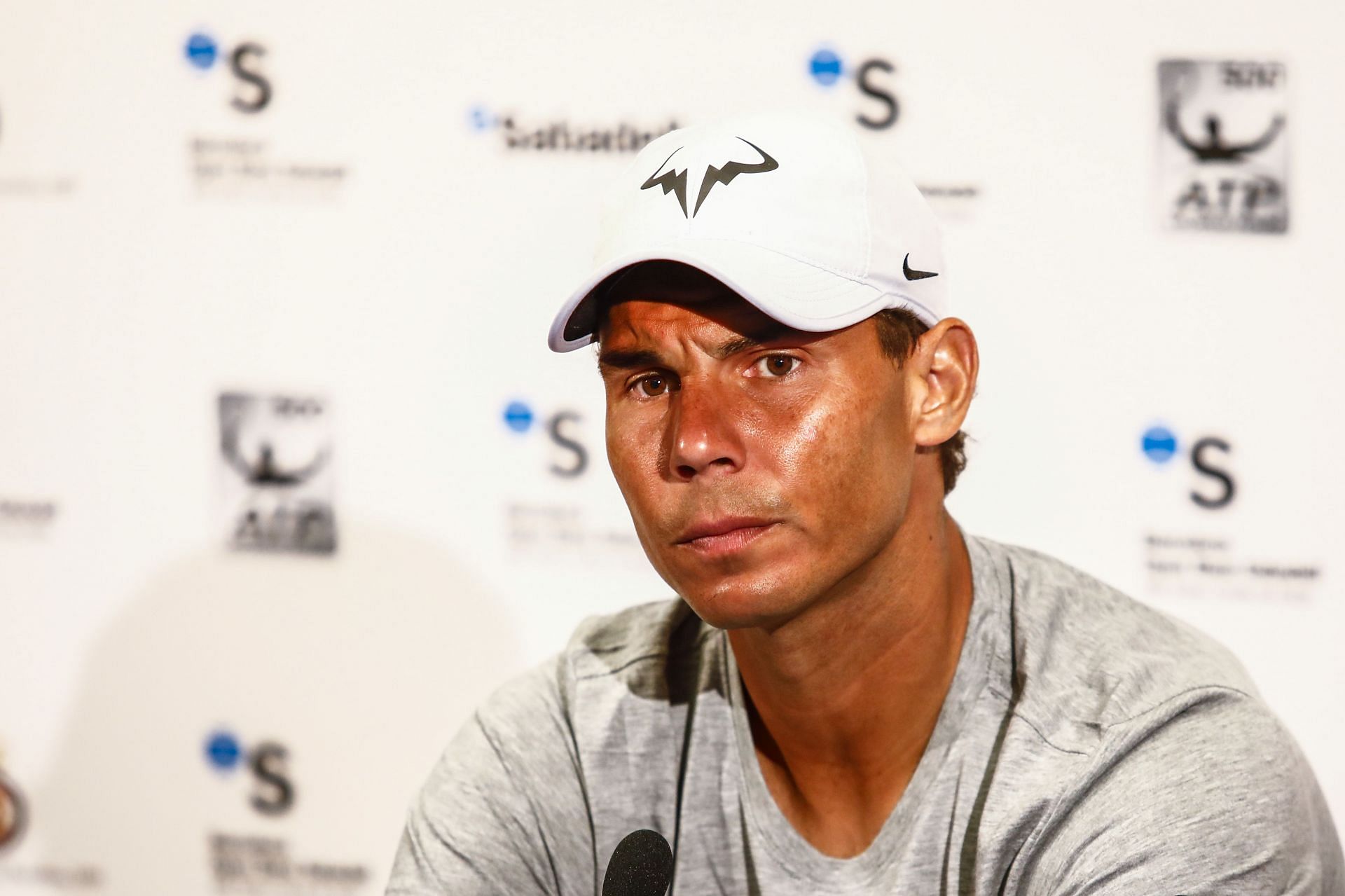 Rafael Nadal pictured speaking to the press [Image Source: Getty Images]