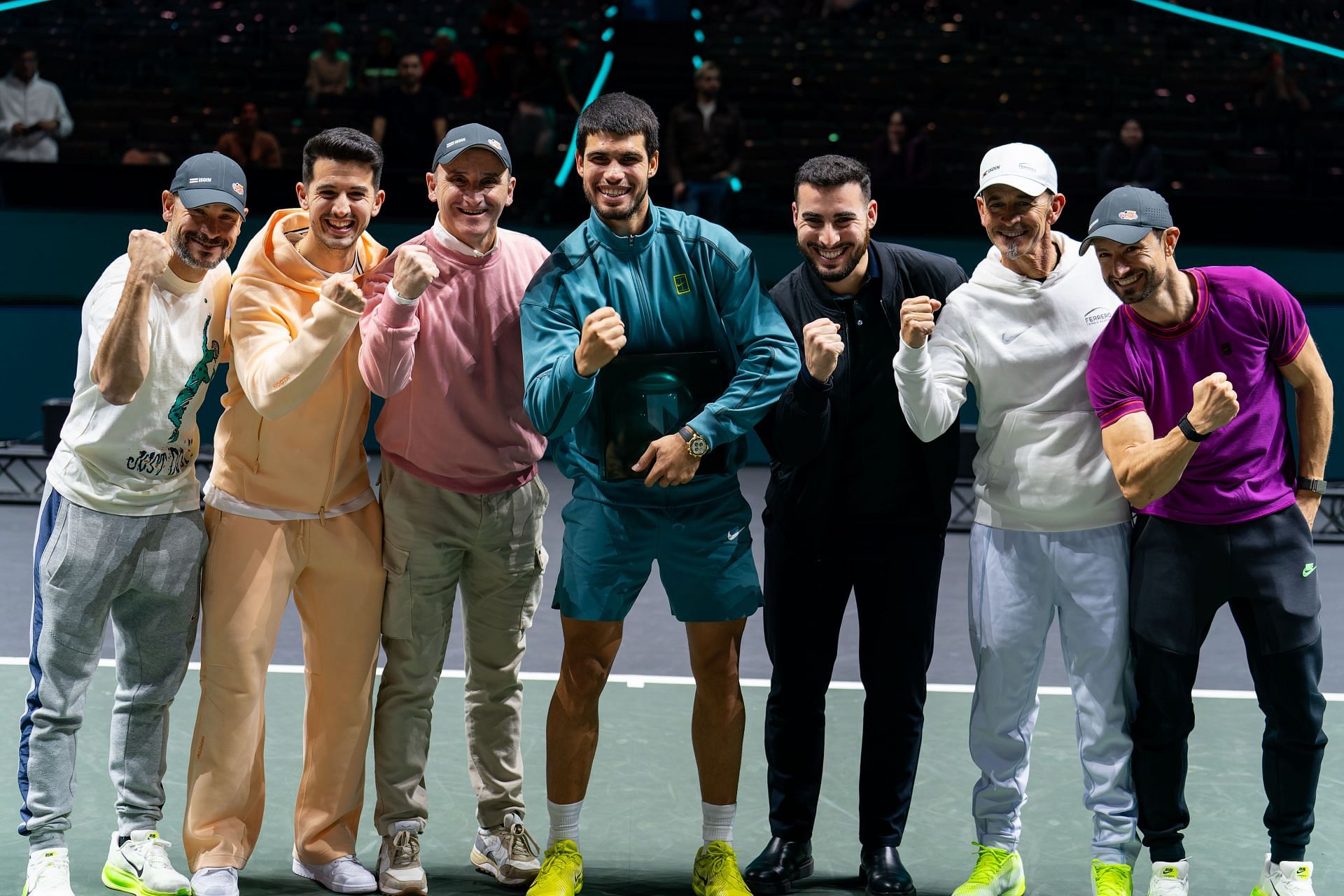 Carlos Alcaraz pictured with his team at the 2025 ABN AMRO Open | Image Source: Getty