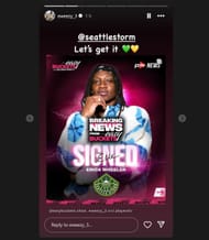 Erica Wheeler is ecstatic about joining the Seattle Storm. (Credits: IG/Erica Wheeler)