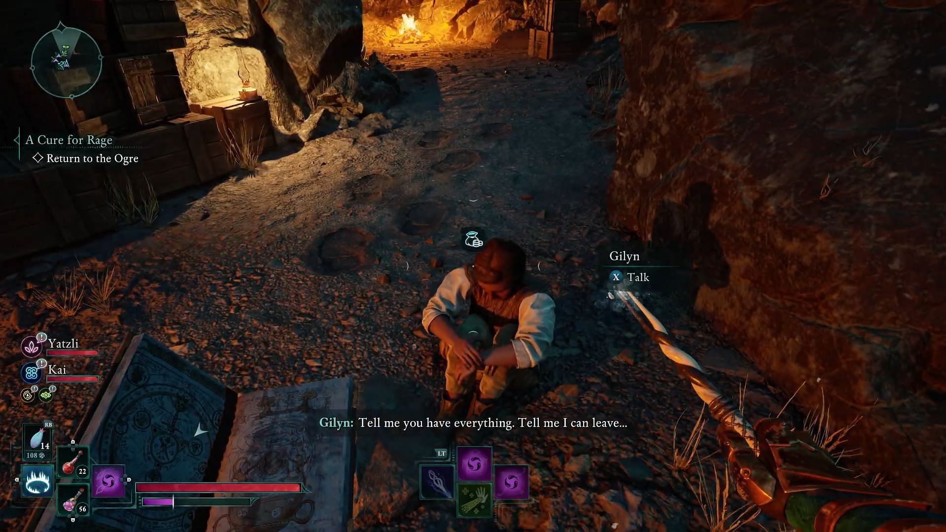 You can find Gilyn in Grakohr&#039;s cave (Image via Xbox Game Studios || Youtube/ @Bottom Tier)