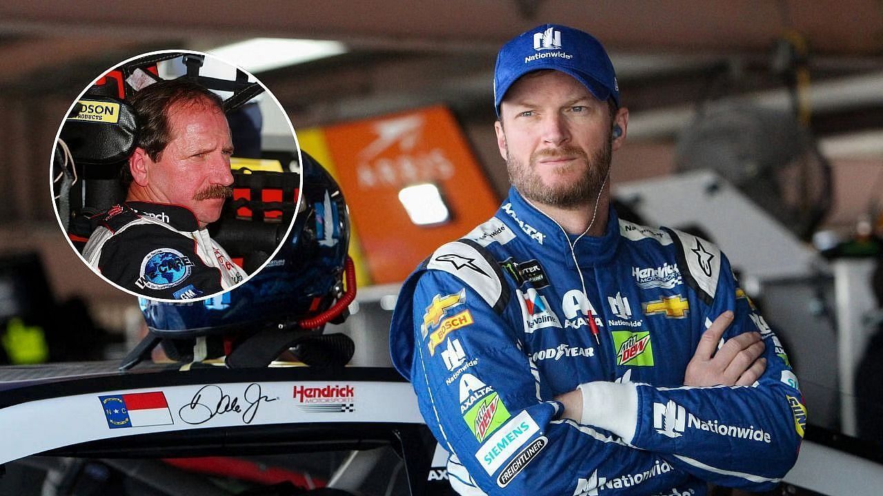 Dale Earnhardt Jr. (background image) and Dale Earnhardt Sr. (inlet) - Source: Imagn