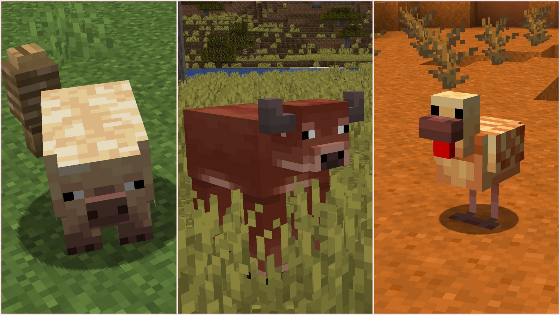 As of now, Mojang has released two mob variants for each of three mobs (Image via Sportskeeda Gaming/Mojang)