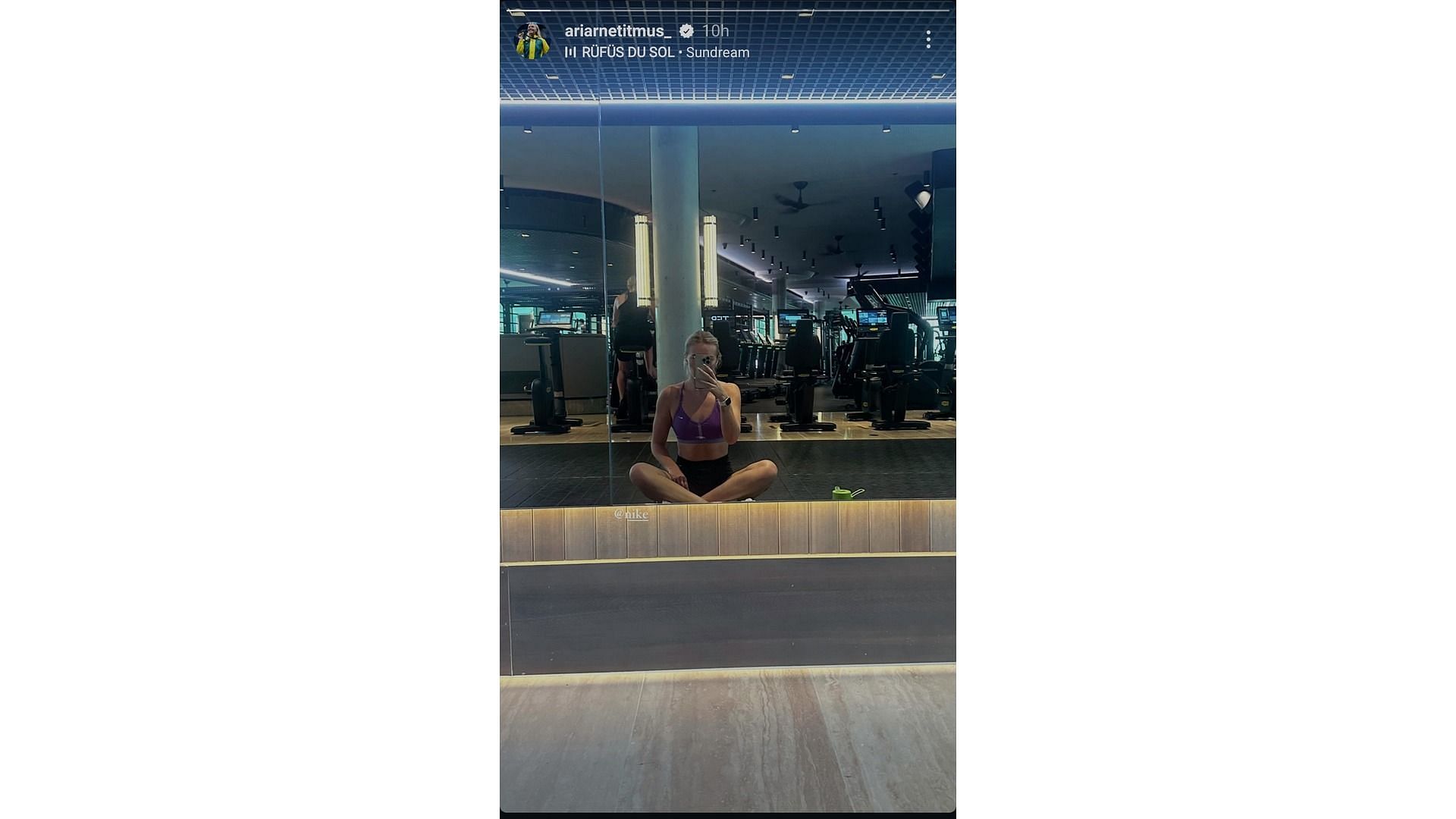 Screenshot of Titmus&#039; Instagram story feat her mirror selfie from gym (Image via: Titmus&#039; Instagram)