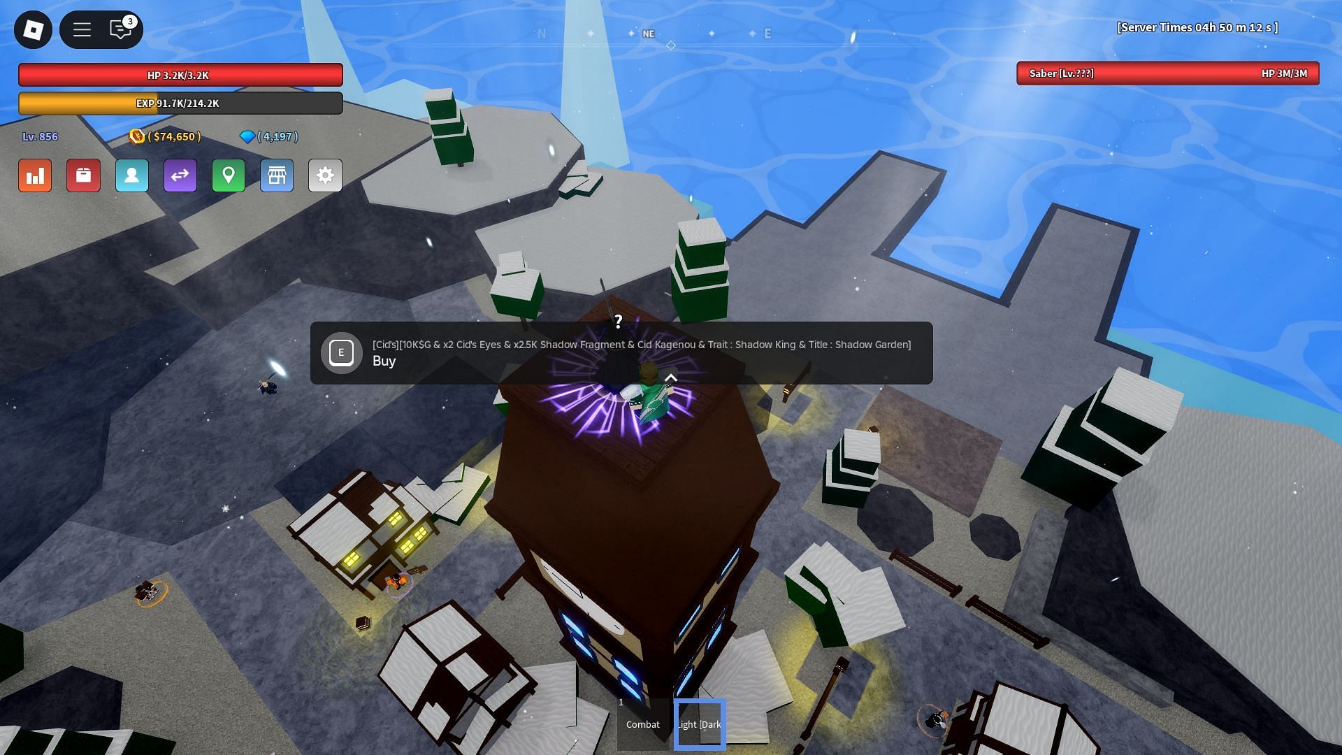 The Cid NPC is atop the tower (Image via Roblox)