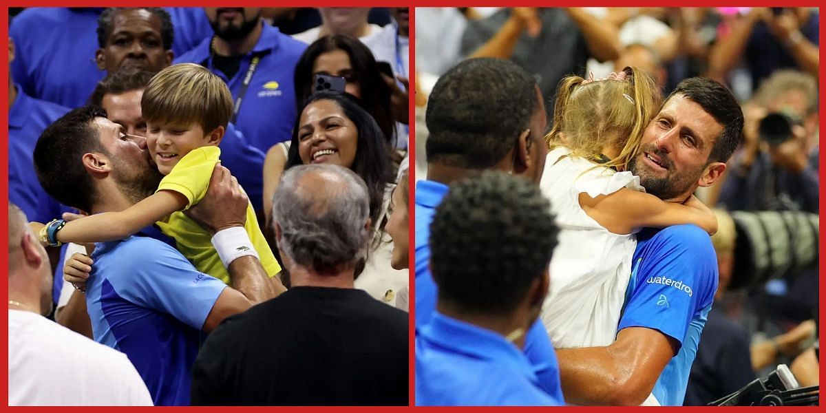 Novak Djokovic with his children (Source: Getty)