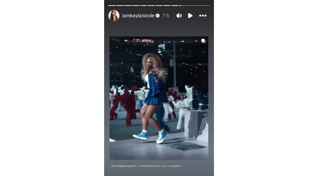 Kayla Nicole reposted clip of Serena Williams performing at Super Bowl LIX (Source: Instagram/@IamKalaNicole)