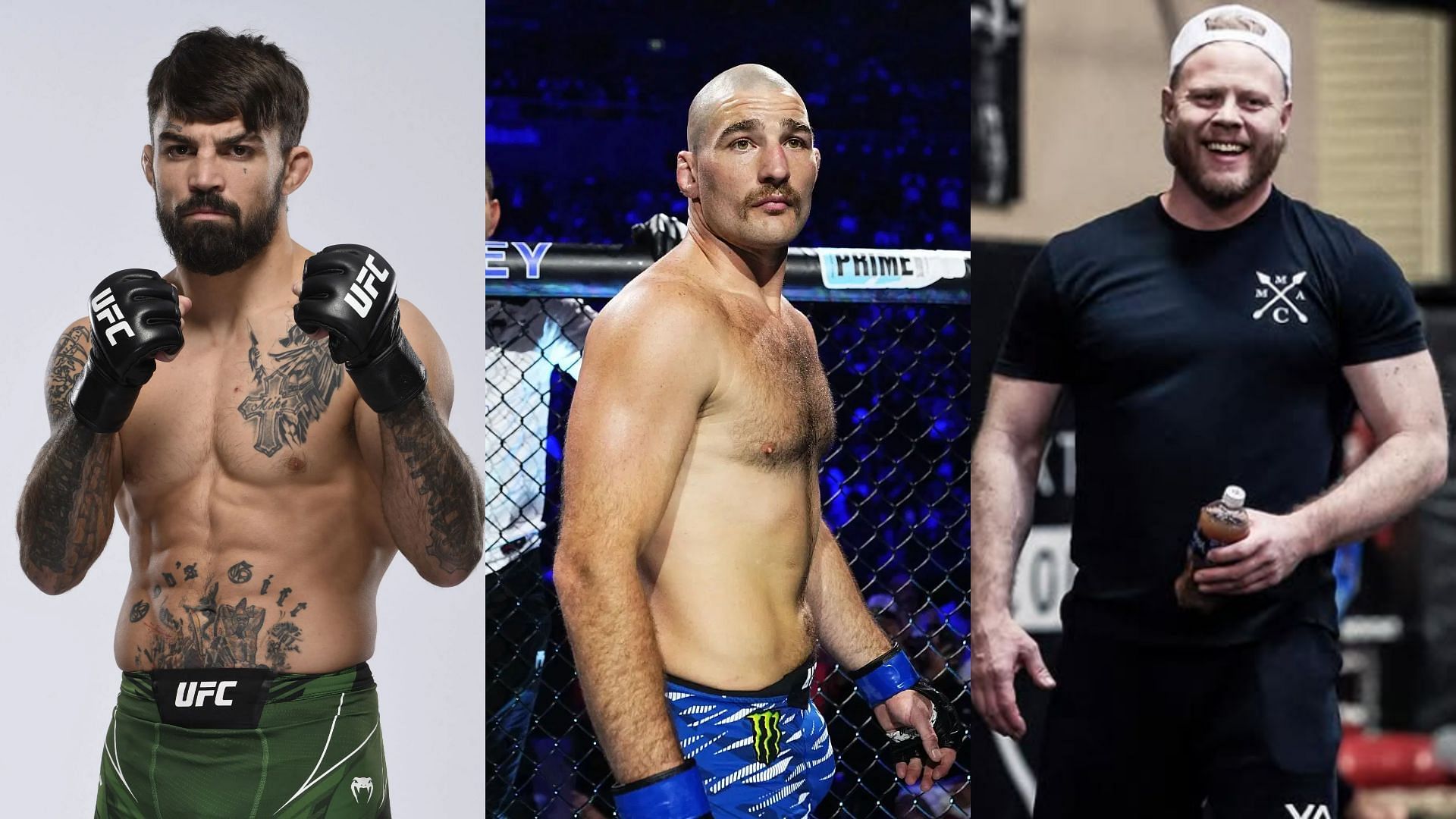 Mike Perry (left) has given his views on why Sean Strickland (middle) was publicly criticised by Eric Nicksick (right). [Image courtesy: Getty Images, @eric_xcmma on Instagram]