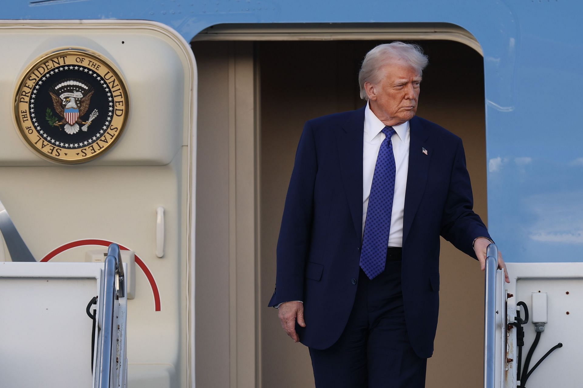 President Trump Arrives On Air Force One In West Palm Beach, Florida - Source: Getty