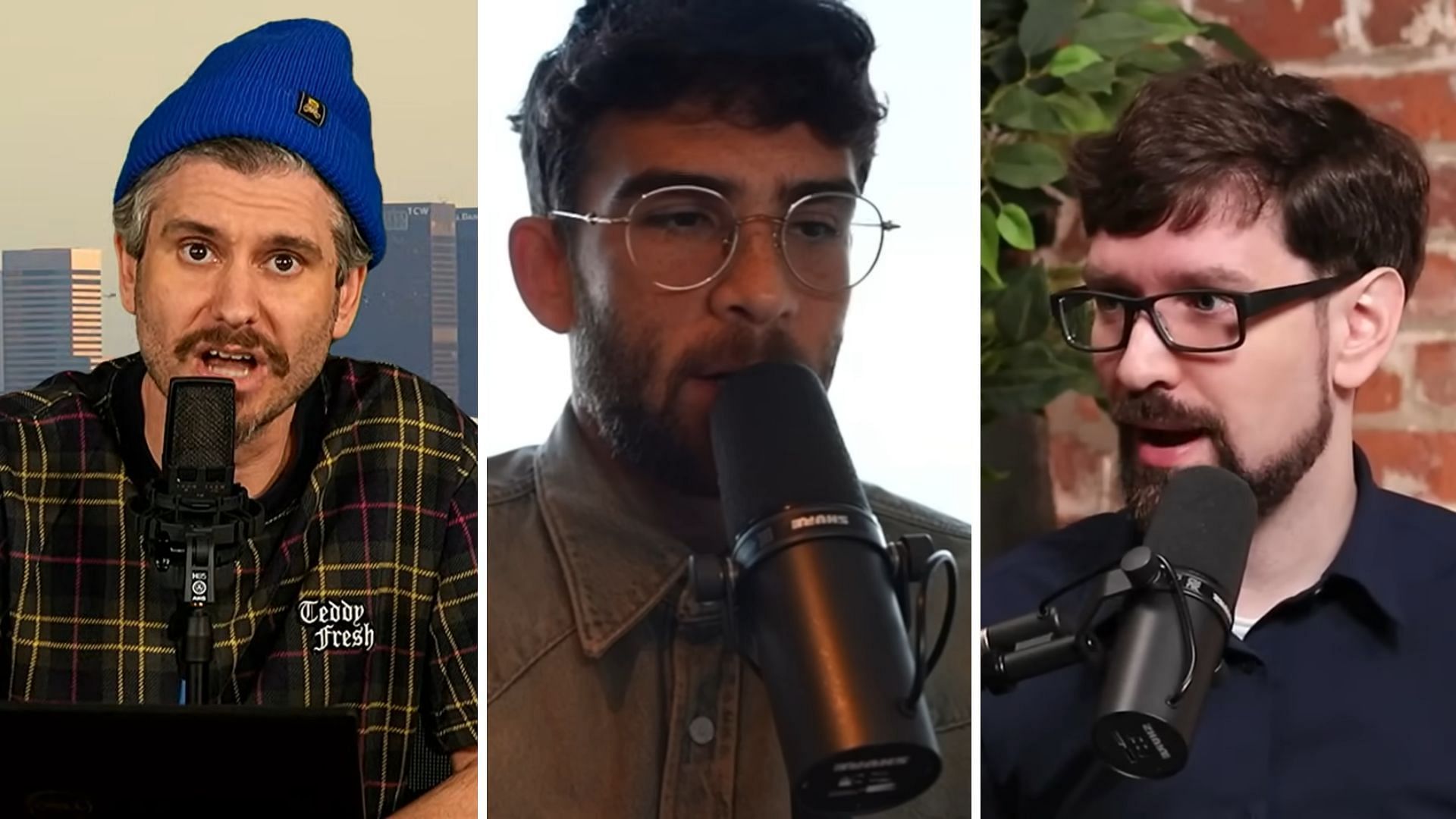 Ethan Klein says HasanAbi owes his career in political streaming to Destiny (Image via H3 Podcast, HasanAbi, Destiny/YouTube)