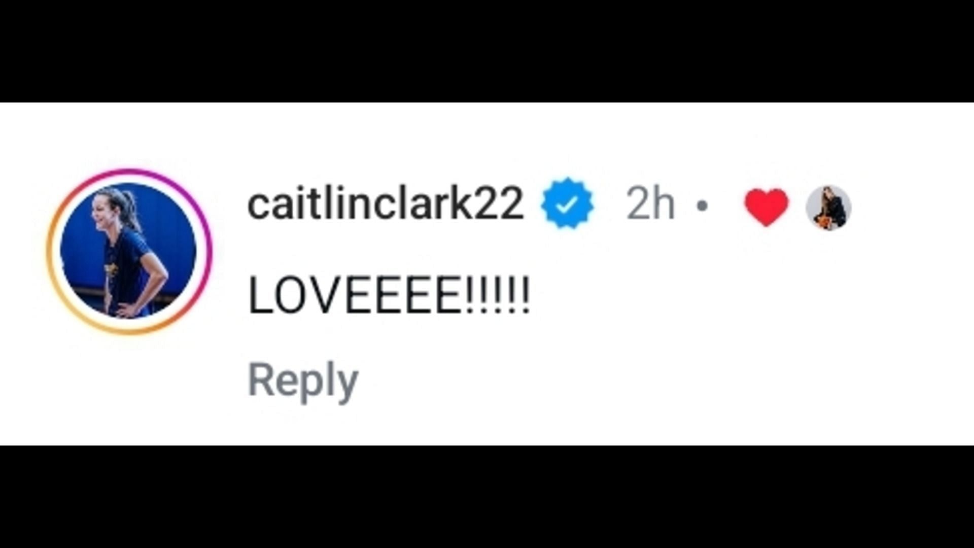 Caitlin Clark shows her appreciation for Bri Lewerke&#039;s photos. Image source: IG.com/brilewerkephoto