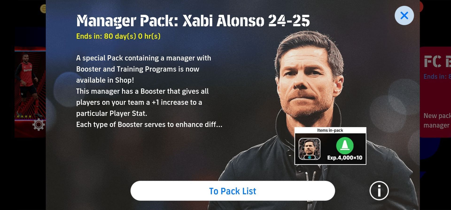 The new Xabi Alonso manager pack provides a +1 increase to Acceleration for all players (Image via Konami)