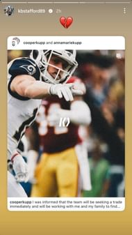 Screenshot (Instagram story screenshot @kbstafford89)