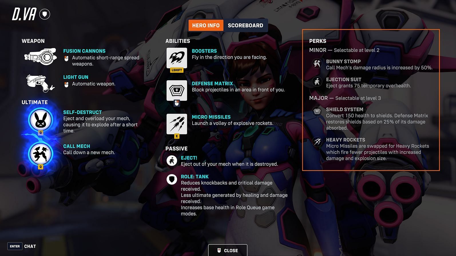 D.Va perks in Overwatch 2 (Image via Blizzard Entertainment)