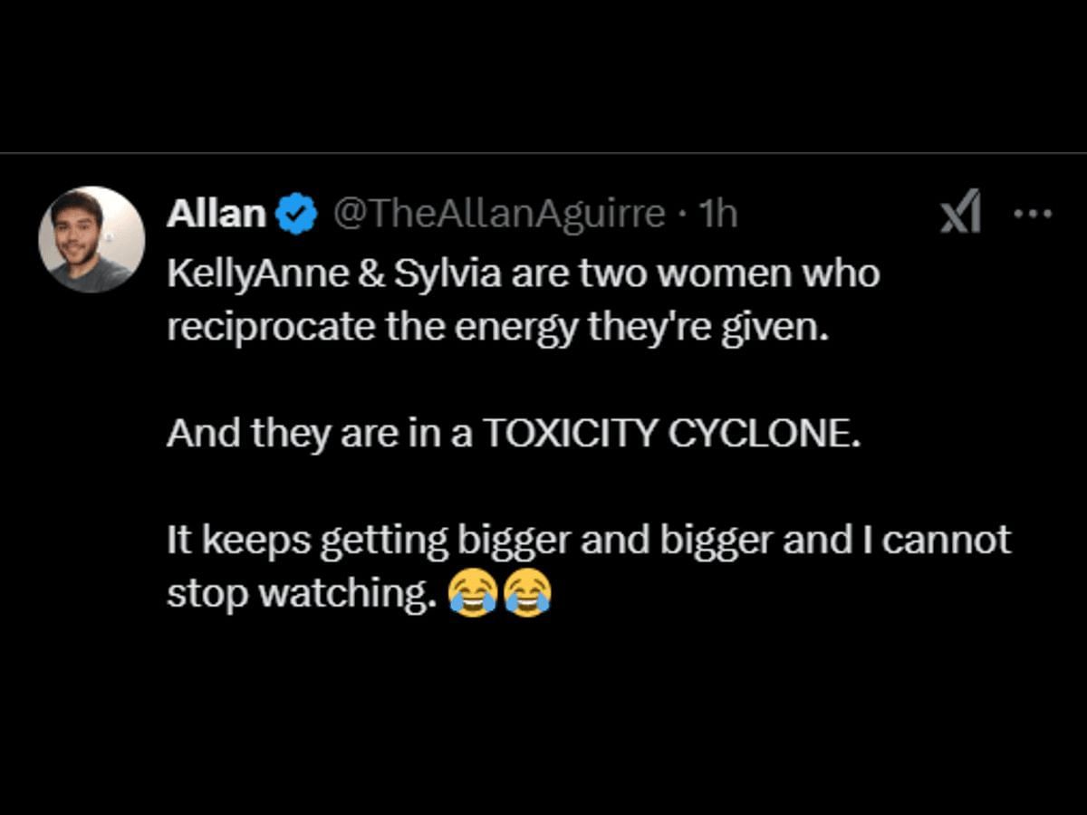 A fan of The Challenge: All Stars reacts to KellyAnne and Sylvia&#039;s argument (Image via X/ @TheAllanAguirre)