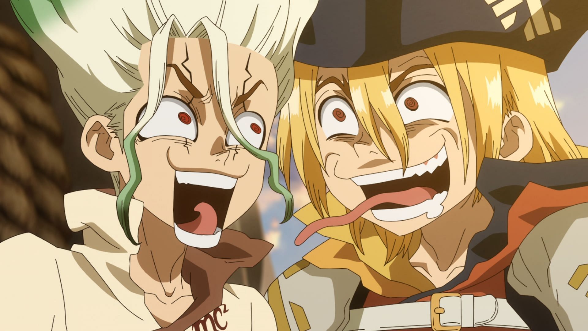 Senku and Ryusui&#039;s excitement for the coming battle is on full display heading into Dr. Stone Season 4 Episode 5 (Image via TMS Entertainment)