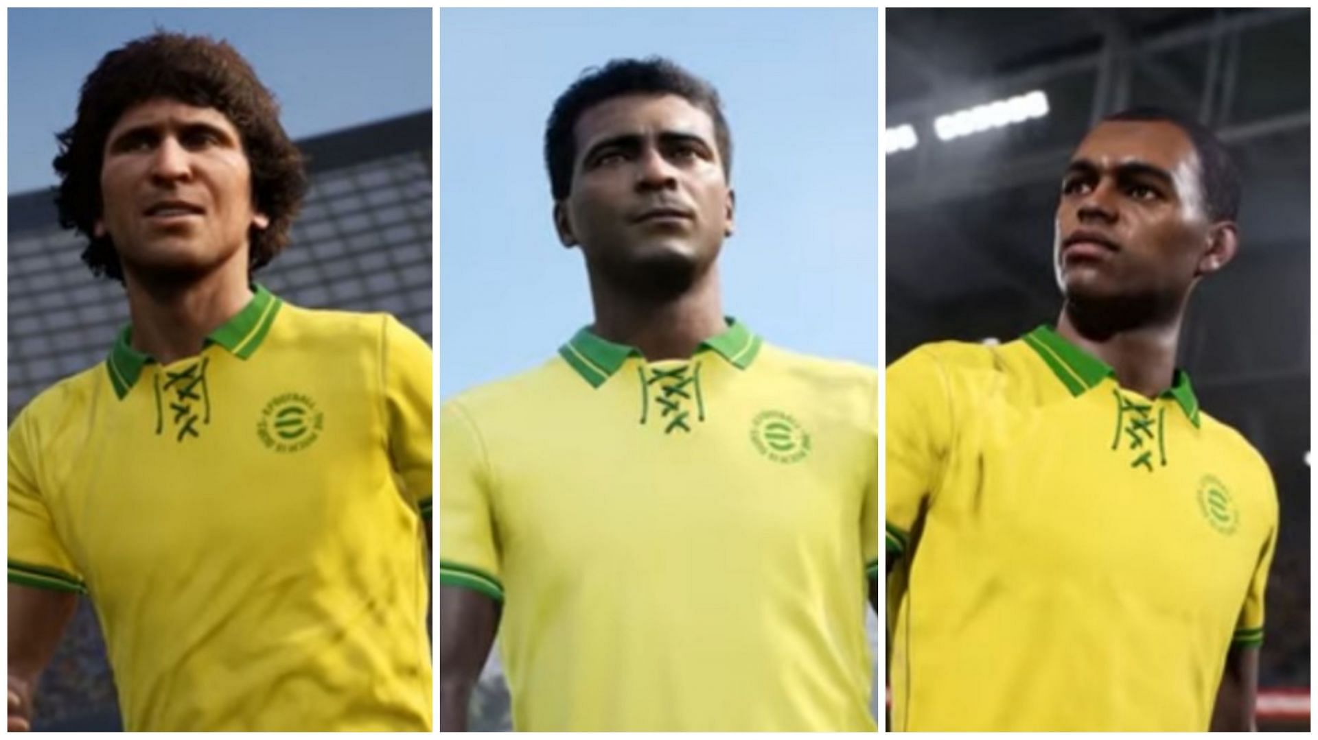 Romario, Denilson, and Zico are the three legendary Brazilians to feature in this campaign (Image via Konami)